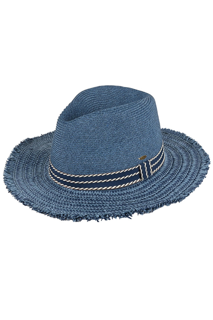 Denim C.C Frayed Edge Panama Sun Hat is a must-have accessory for any sunny day. Made with high-quality materials, this hat offers excellent sun protection while adding a touch of style to your outfit. Its frayed edge design provides a modern and chic look. Stay cool, protected, and fashionable with this Panama Sun Hat.