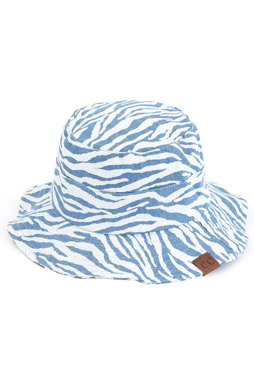 C.C ZEBRA PRINT BUCKET HAT - Denim