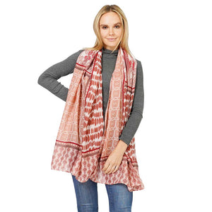 Dust Pink Abstract Patterned Scarf, this timeless abstract patterned scarf is a soft, lightweight, and breathable fabric, close to the skin, and comfortable to wear. Sophisticated, flattering, and cozy. Look perfectly breezy and laid-back as you head to the beach. Perfect gift for birthdays, holidays, or fun nights out.