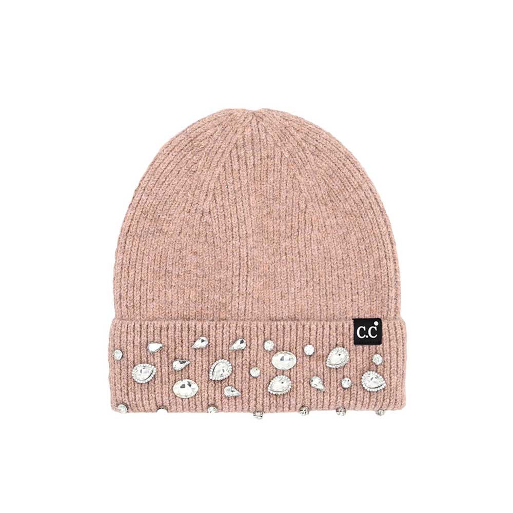 Dust Pink C.C Rhinestone Charm Beanie, is the perfect accessory for a chilly winter day. It's the perfect winter touch you need to finish your outfit in style. Awesome winter gift accessory for Birthday, Christmas, Stocking Stuffer, Secret Santa, Holiday, Anniversary, or Valentine's Day to your friends, family, and loved ones.