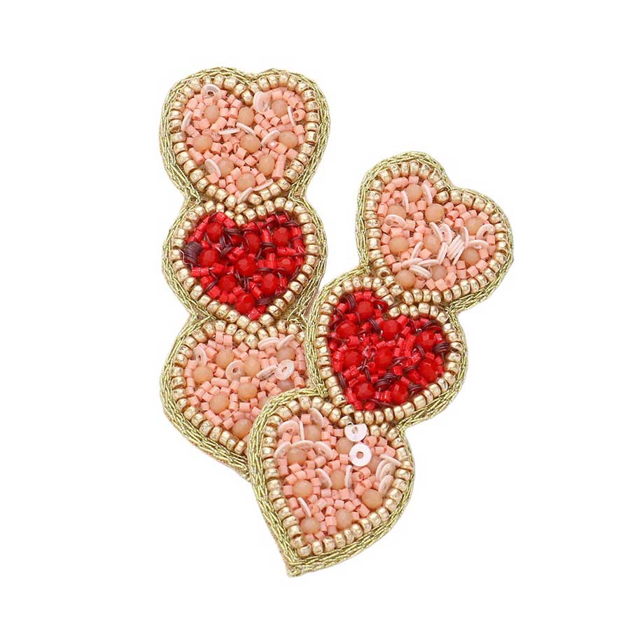Dust Pink Felt Back Triple Beaded Heart Earrings, are fun handcrafted jewelry that fits your lifestyle, adding a pop of pretty color. Take your love for statement accessorizing to a new level of affection with these beautiful earrings! Highlight your appearance, and grasp everyone's eye at any party or any occasion.