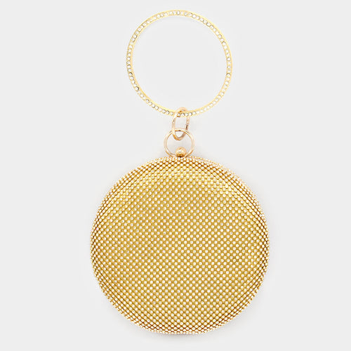 Bling Round Evening Tote / Crossbody Bag - Gold