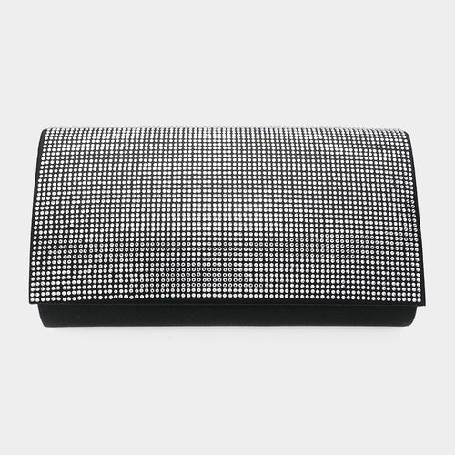 Shimmery Evening Clutch Bag - Black, Clear