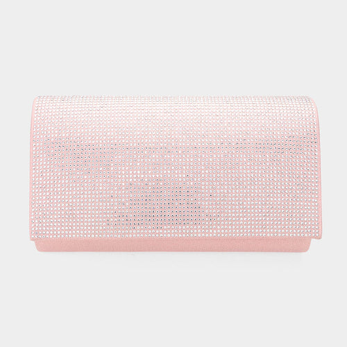 Shimmery Evening Clutch Bag - Clear, Pink