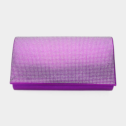 Shimmery Evening Clutch Bag - Clear, Purple