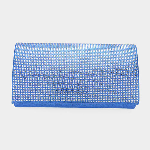Shimmery Evening Clutch Bag - Clear, Royal Blue