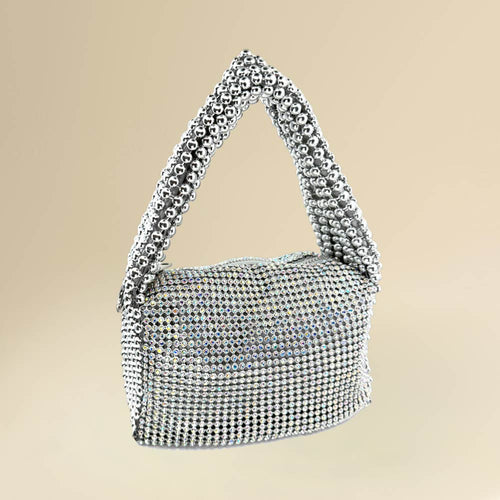 Rhinestone Bling Studded Mini Shoulder Crossbody Bag - AB