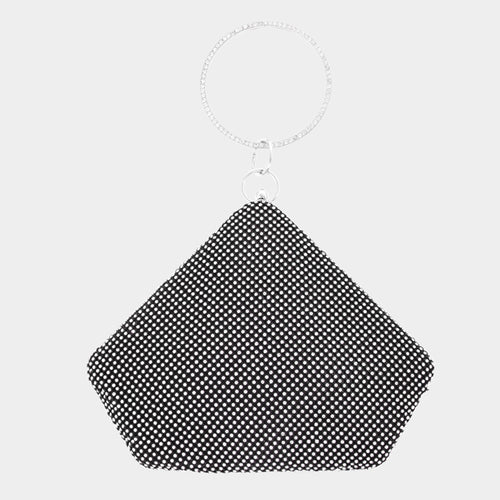 Bling Angled Evening Tote / Crossbody Bag - Black