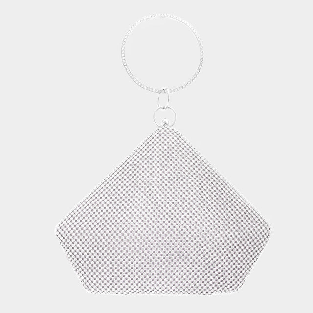 Madeline Love Silver Bling Angled Evening Tote / Crossbody Bag - Bags & Wallets