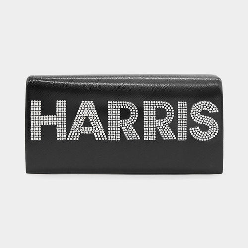 HARRIS Bling Studded Metallic Clutch Bag / Evening Crossbody Bag - Black