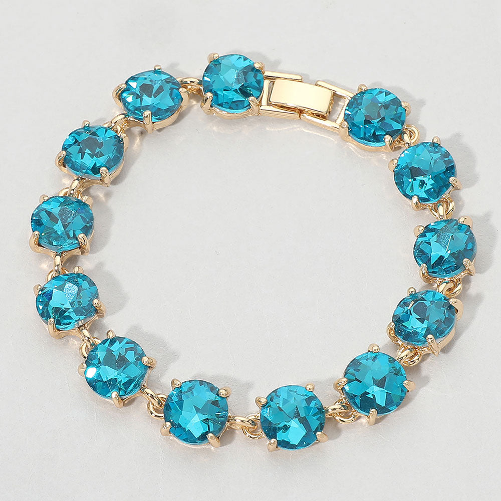 【Ruby】ソルベトーンクォーツのゴムブレスレット Round Stone Link Evening Bracelet – Madeline Love