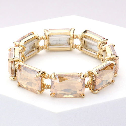 Women's Emerald Cut Stone Stretch Evening Bracelet 4th of July - Lt Col Topaz