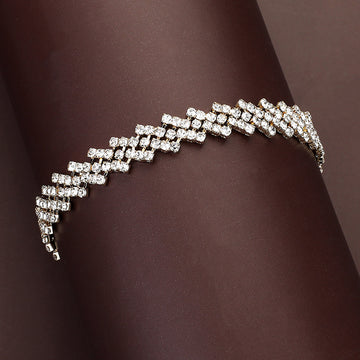 Madeline Love Clear, Gold Rhinestone Paved Chain Evening Bracelet - Bracelets
