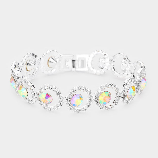 Madeline Love AB, Silver Round Stone Accented Evening Bracelet