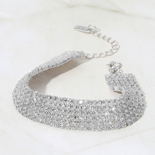 Madeline Love Silver 6Rows Rhinestone Pave Evening Bracelet