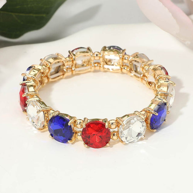 Madeline Love Multi Round Stone Cluster Beaded Stretch Evening Bracelet - Bracelets