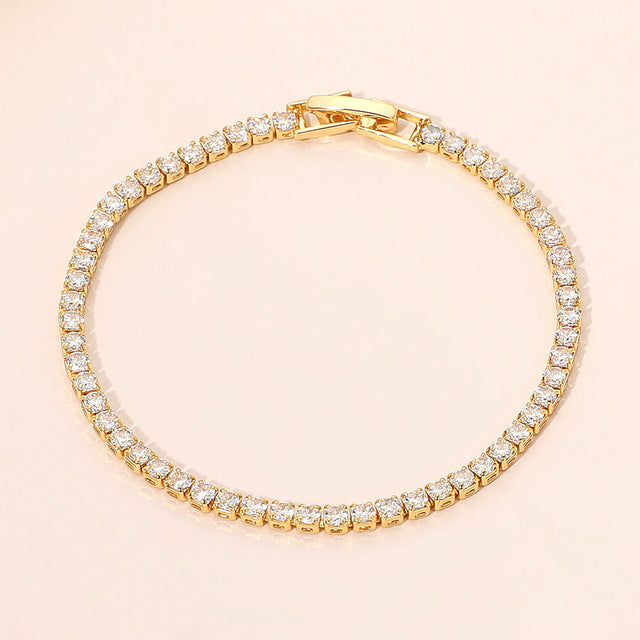 Madeline Love Clear, Gold 18K Gold Dipped Elegant Tennis Chain Bracelet