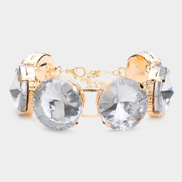Madeline Love Gold Round Stone Evening Bracelet - Bracelets