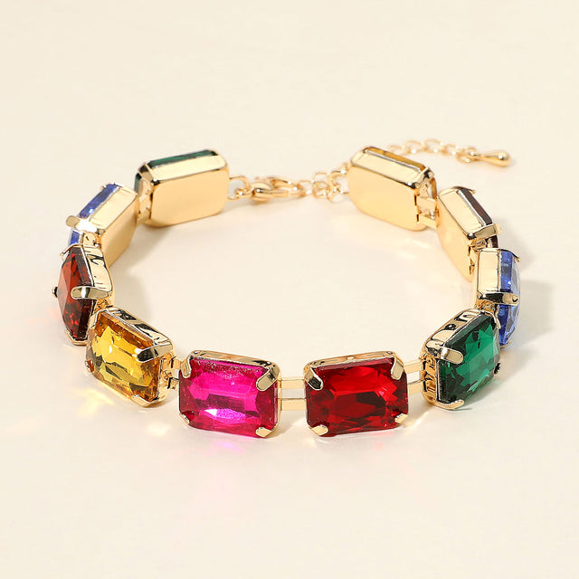 Madeline Love Multi Emerald Cut Gem Link Evening Bracelet