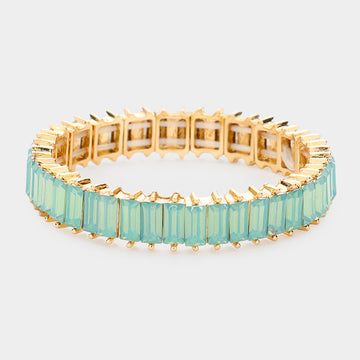 Madeline Love Mint Baguette Stone Stretch Evening Bracelet - Bracelets