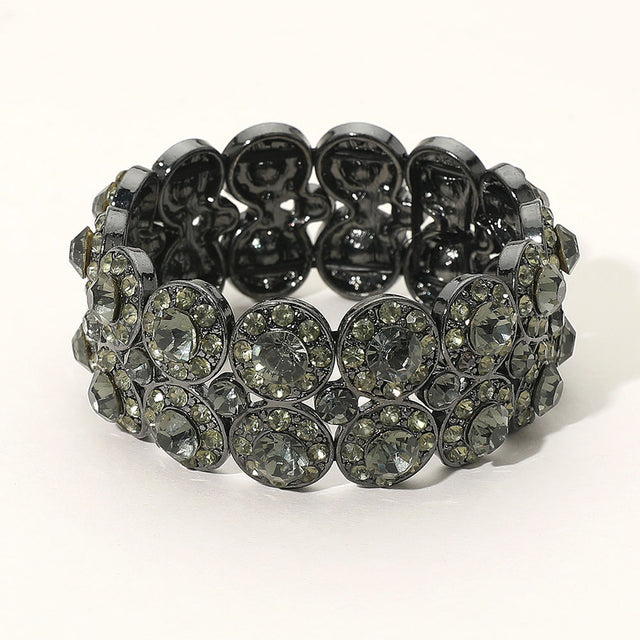 Madeline Love Black Diamond Crystal Rhinestone Stretch Evening Bracelet - Bracelets