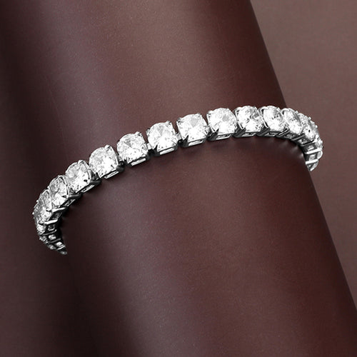 Round CZ Evening Bracelet - Clear, Silver