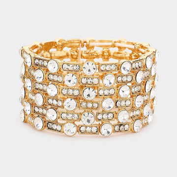 Madeline Love Gold Stone Embellished Crystal Stretch Evening Bracelet - Bracelets