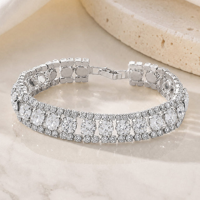 Madeline Love Silver Round Crystal Rhinestone Evening Bracelet
