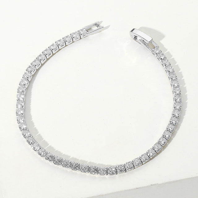 Madeline Love Clear, Silver Round CZ Stone Tennis Chain Evening Bracelet