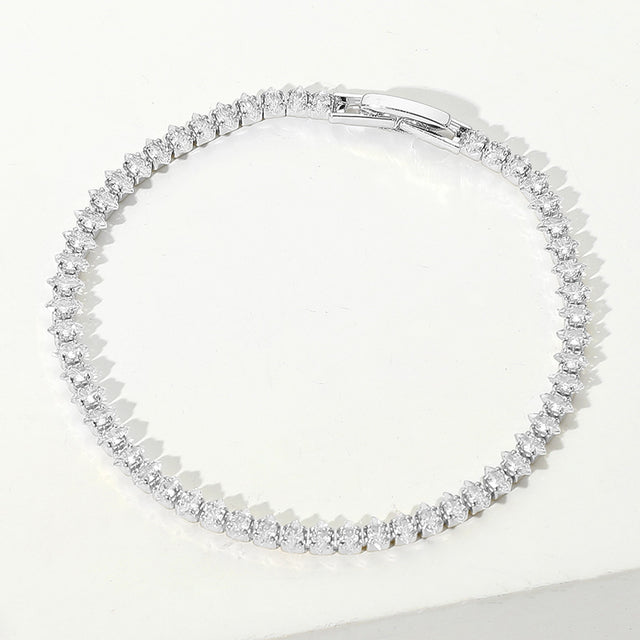 Madeline Love Clear, Silver Marquise CZ Stone Tennis Chain Evening Bracelet