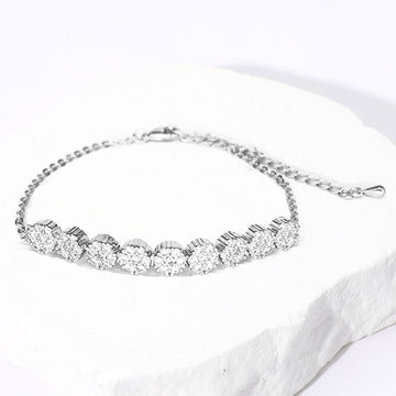 Madeline Love Clear, Silver CZ Stone Paved Floral Disc Cluster Adjustable Bracelet - Bracelets