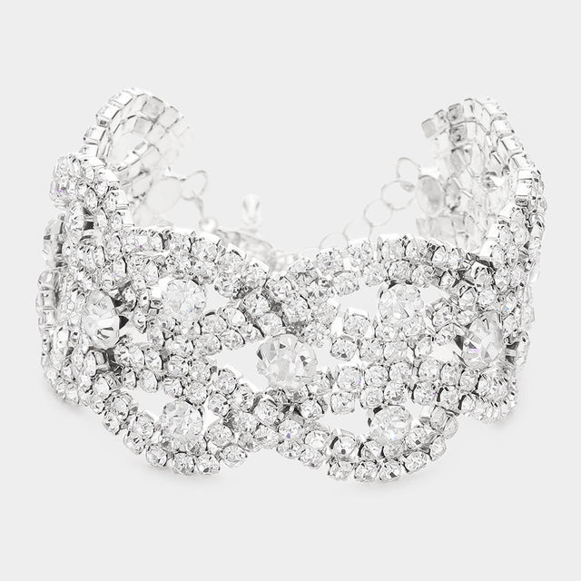 Madeline Love Silver Round Stone Accented Evening Bracelet