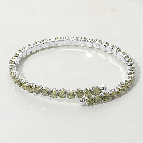 CZ Round Cluster Evening Bracelet - Peridot, Silver