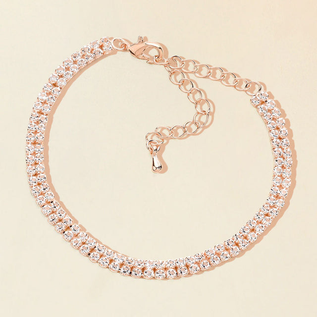 Madeline Love Clear, Rose Gold 2 Rows Pave CZ Tennis Evening Bracelet