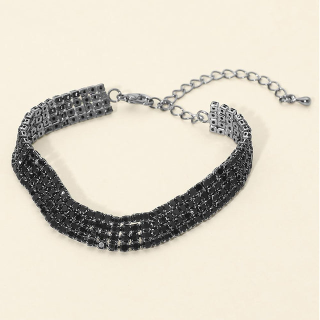 Madeline Love Jet Black 4 Rows Pave CZ Tennis Evening Bracelet