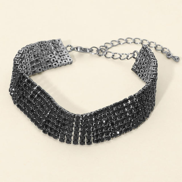 Madeline Love Jet Black 6 Rows Pave CZ Tennis Evening Bracelet
