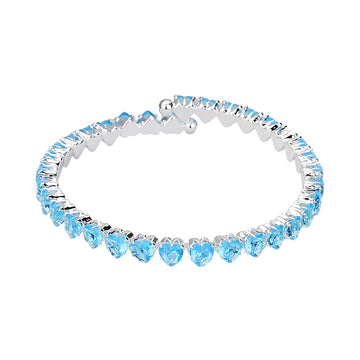 Heart CZ Stone Cluster Embellished Adjustable Evening Bracelet - Bracelets