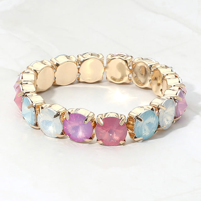 Madeline Love Multi Multicolor Round Faceted Gem Beaded Stretch Bracelet