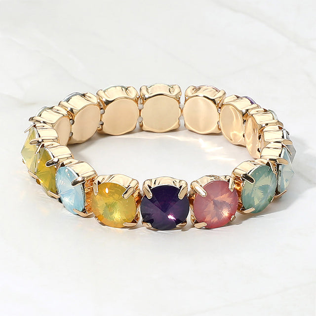 Madeline Love Multi Multicolor Round Faceted Gem Beaded Stretch Bracelet