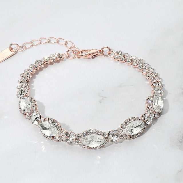 Madeline Love Clear, Rose Gold Marquise Stone Accented Evening Bracelet