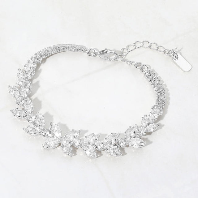 Madeline Love Clear, Silver Marquise CZ Cluster Vine Evening Bracelet