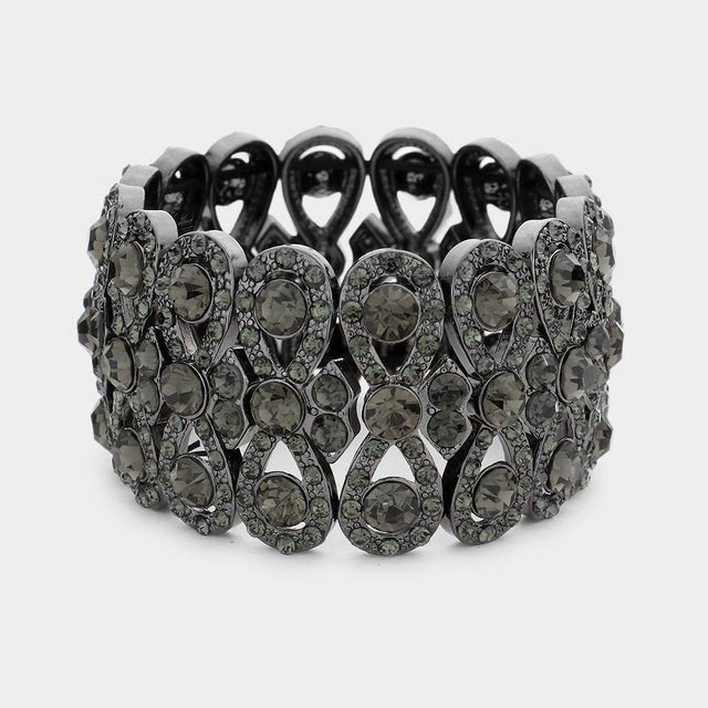 Madeline Love Black Diamond Rhinestone Infinity Stretch Evening Bracelet - Bracelets