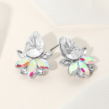 Madeline Love Clear, Silver Teardrop Stone Accented Marquise Stone Embellished Evening Earrings