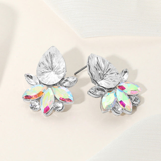 Madeline Love Clear, Silver Teardrop Stone Accented Marquise Stone Embellished Evening Earrings