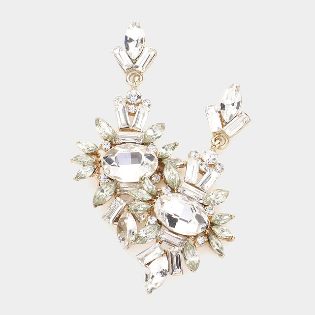 Madeline Love Gold Marquise Crystal Cluster Evening Earrings