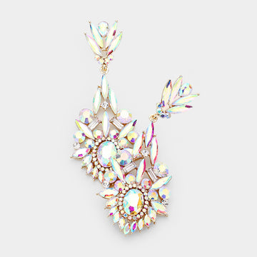Madeline Love AB, Gold Crystal Rhinestone Statement Evening Earrings