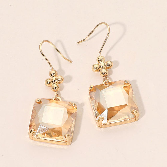 Madeline Love Champagne Faceted Square Gem Drop Earrings