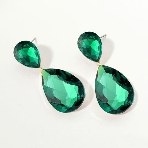 Pendientes de noche con forma de lágrima de cristal - Emerald