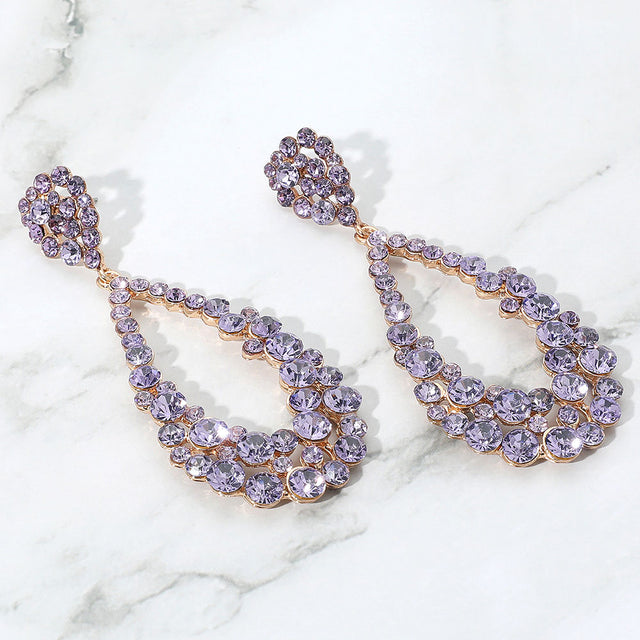 Madeline Love Lavender Crystal Bubble Cluster Teardrop Evening Earrings