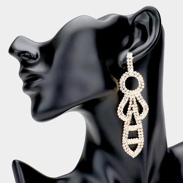 Madeline Love Gold Abstract Rhinestone Evening Earrings